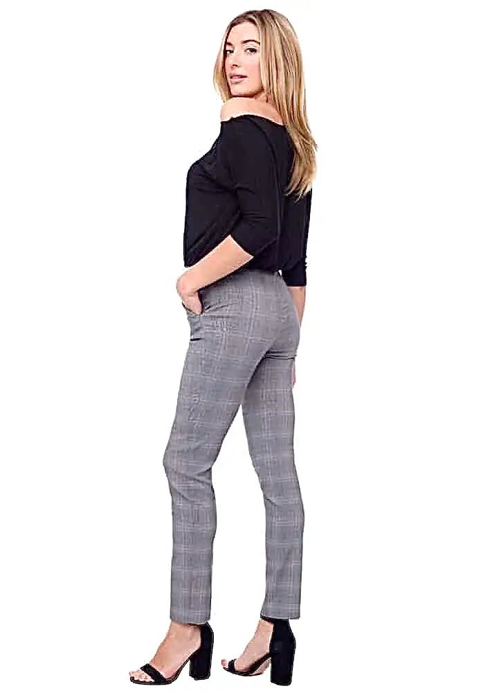 67921 Crossroad Plaid Techno Full Length Pant