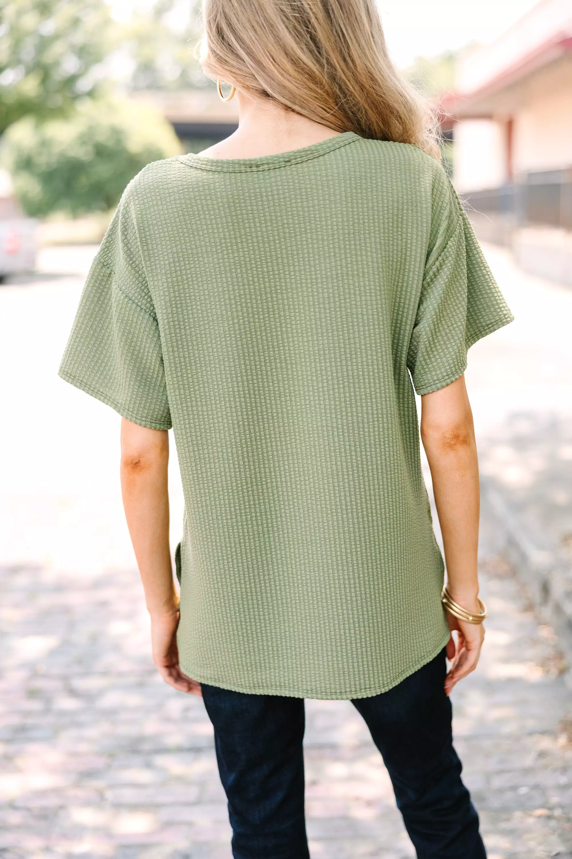 All I Could Ask For Olive Green Ribbed Top