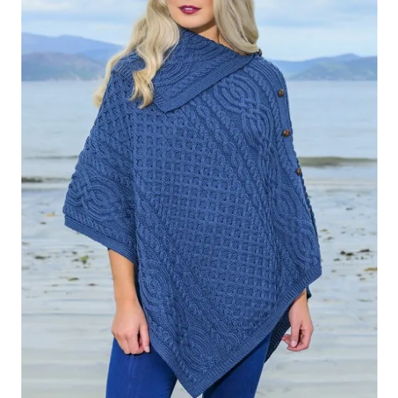 Aran Cowl Neck Poncho [3 Colors]