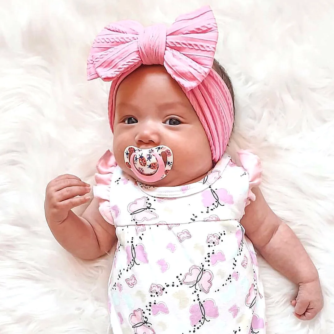 Baby Top Knot Double Bow Headband Chalk