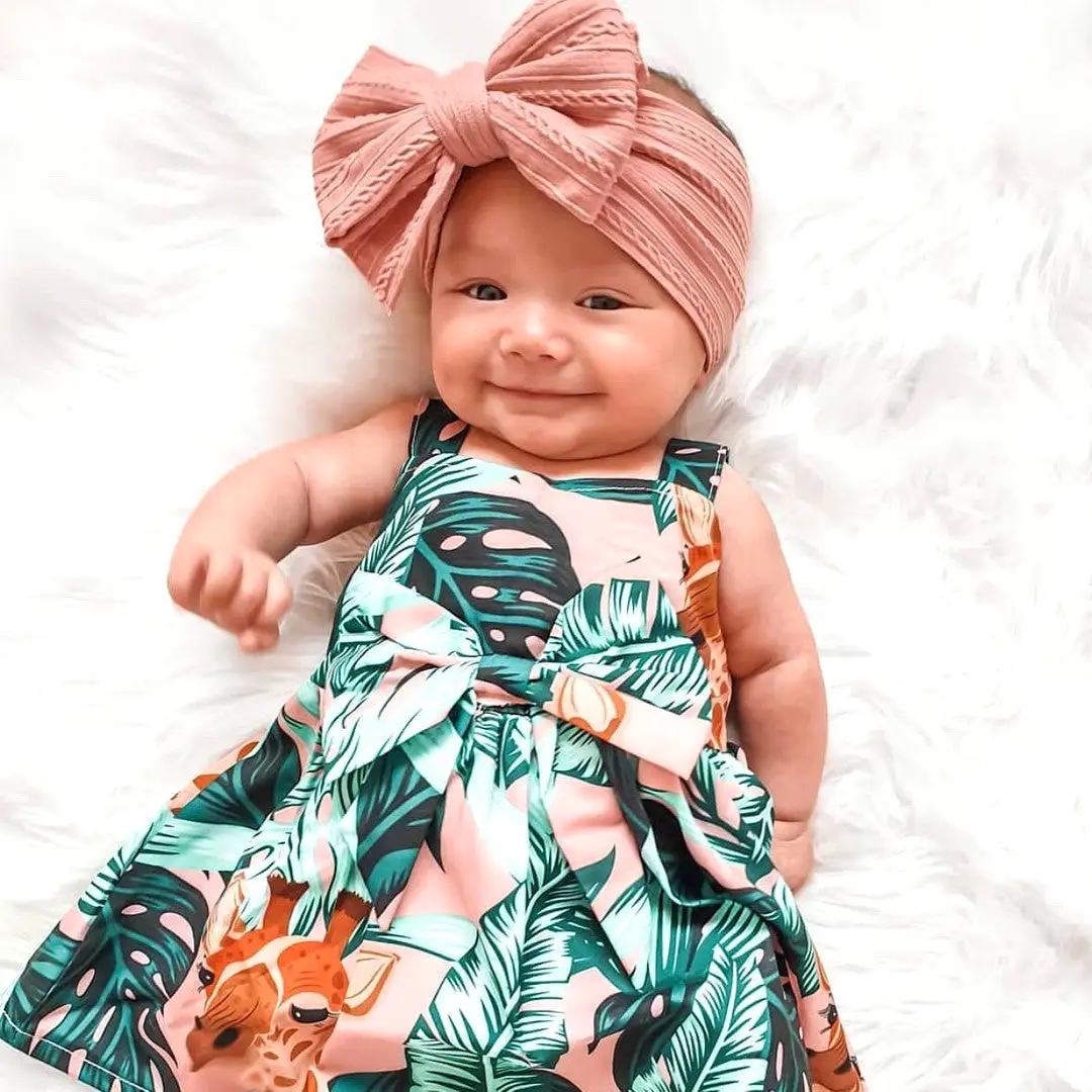 Baby Top Knot Double Bow Headband Fern Green