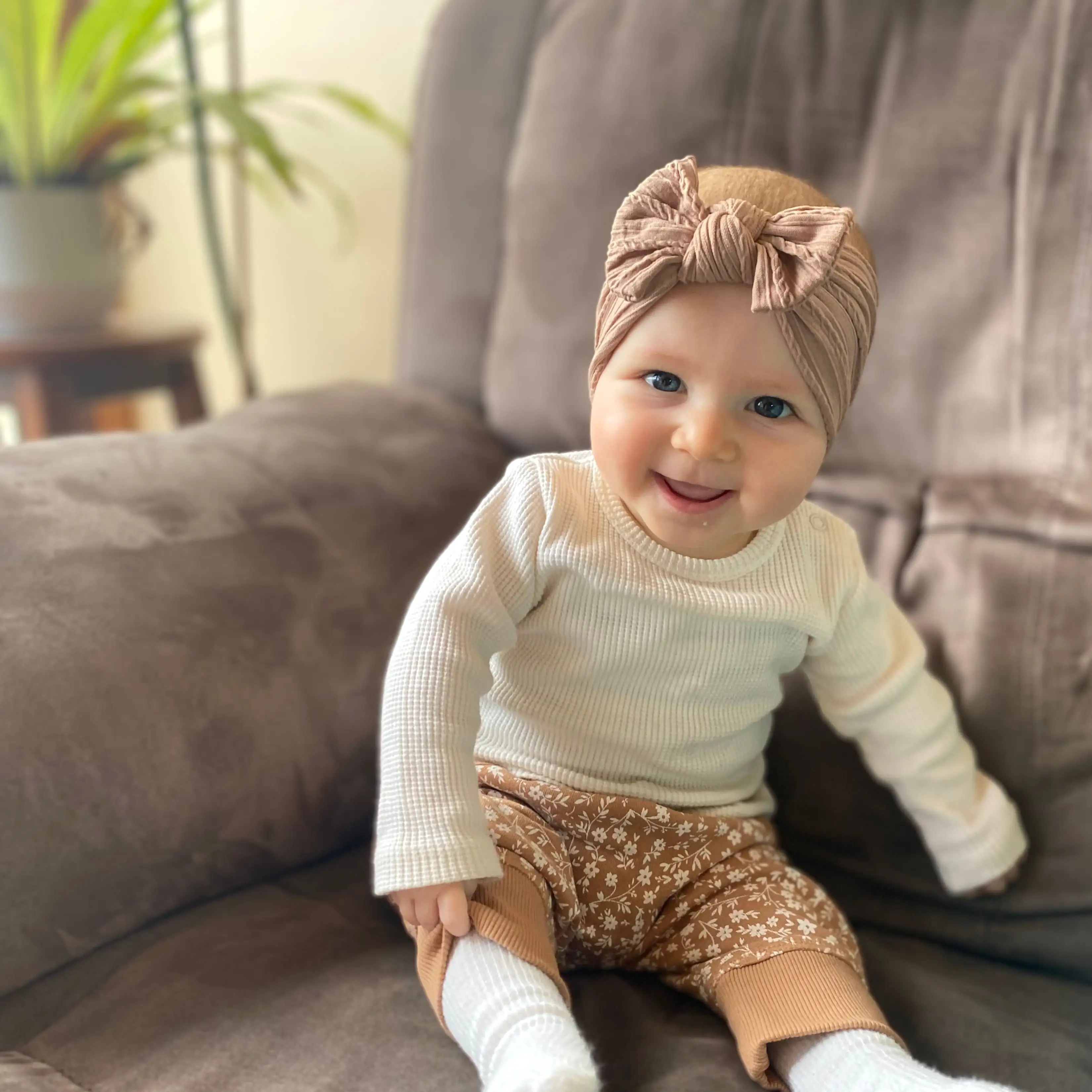 Baby Top Knot Single Bow Headband Powder Blue