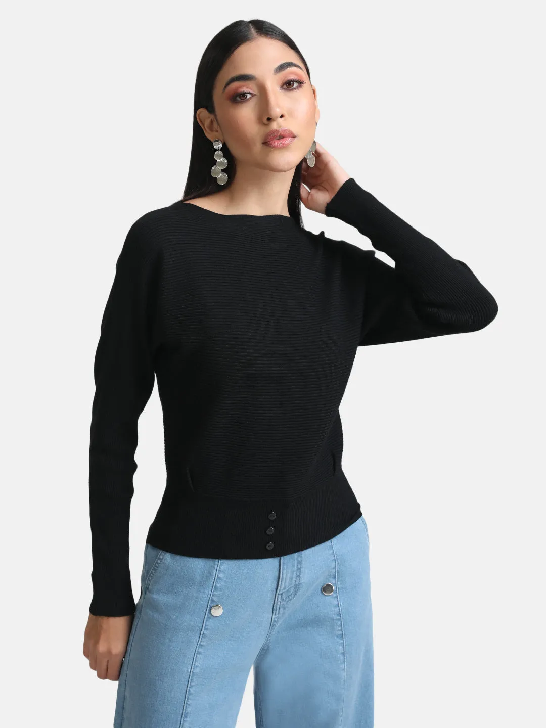 Batwing Pullover With Buttons