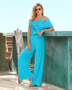 Beach Terry Blouson Jumpsuit Splash Blue