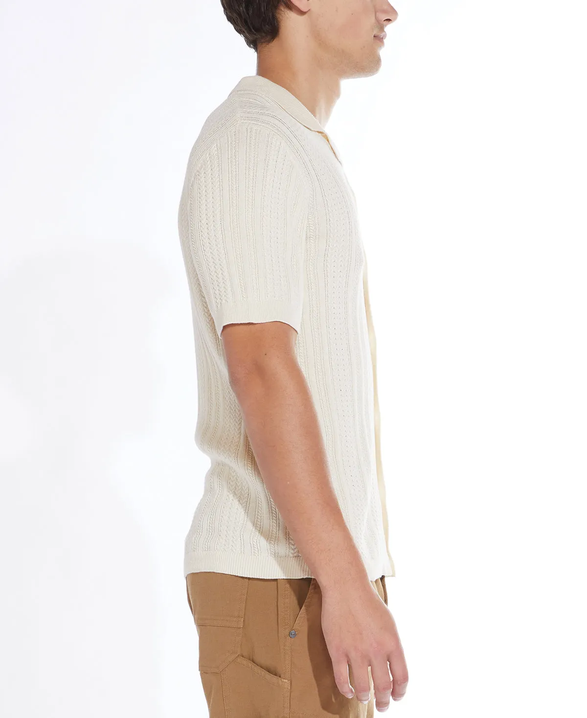 Beckett Sweater Knit Resort Shirt (Cream)