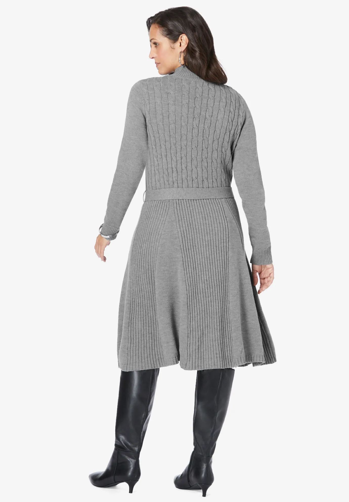 Belted Cable Sweater Dress