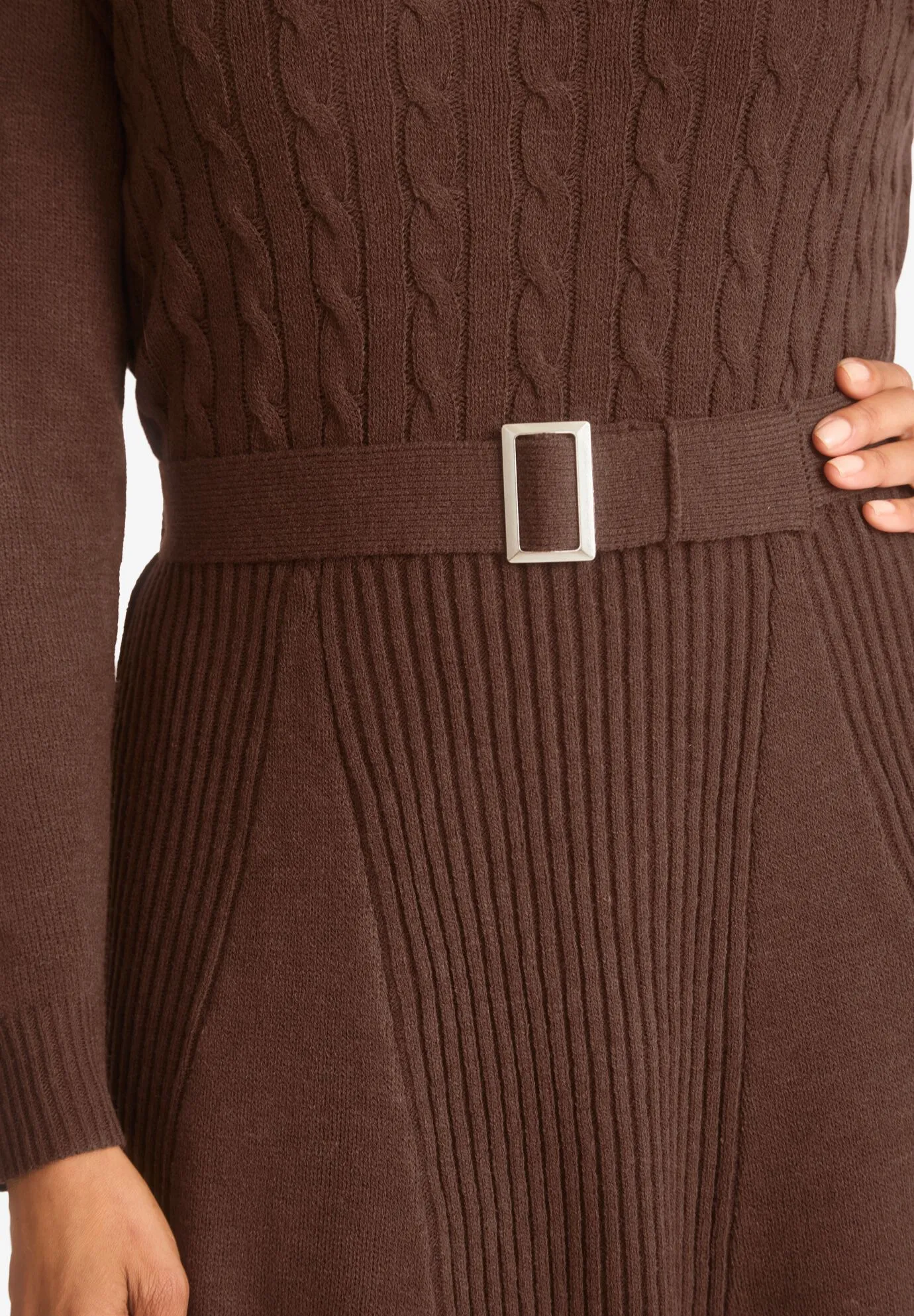 Belted Cable Sweater Dress