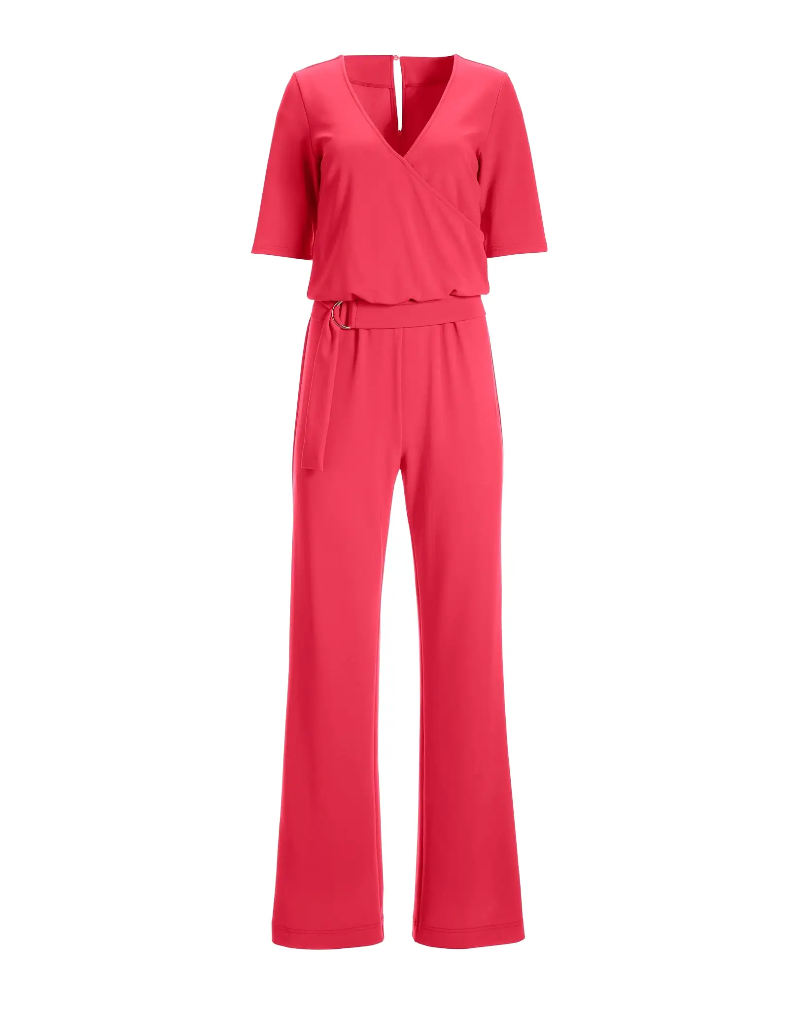 Beyond Travel Elbow Sleeve Surplice Jumpsuit Paradise Pink