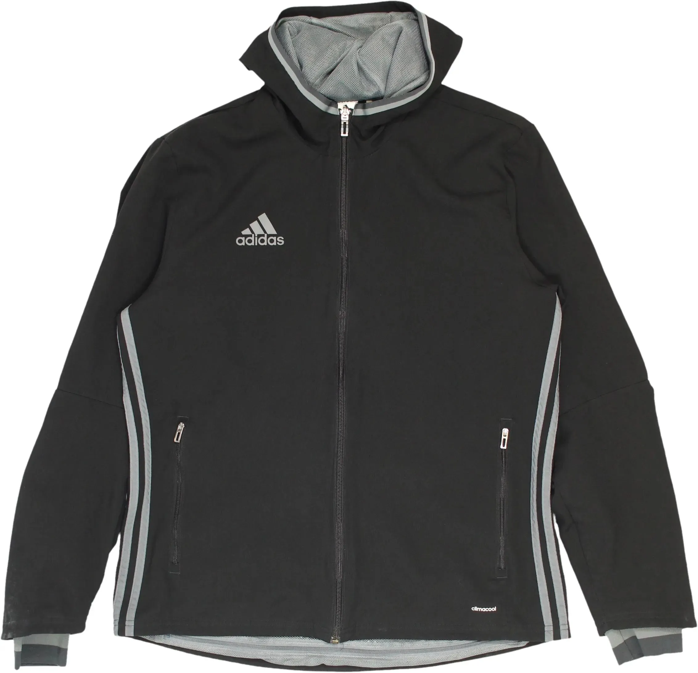 Black Track Jacket with Hoodie by Adidas | ThriftTale