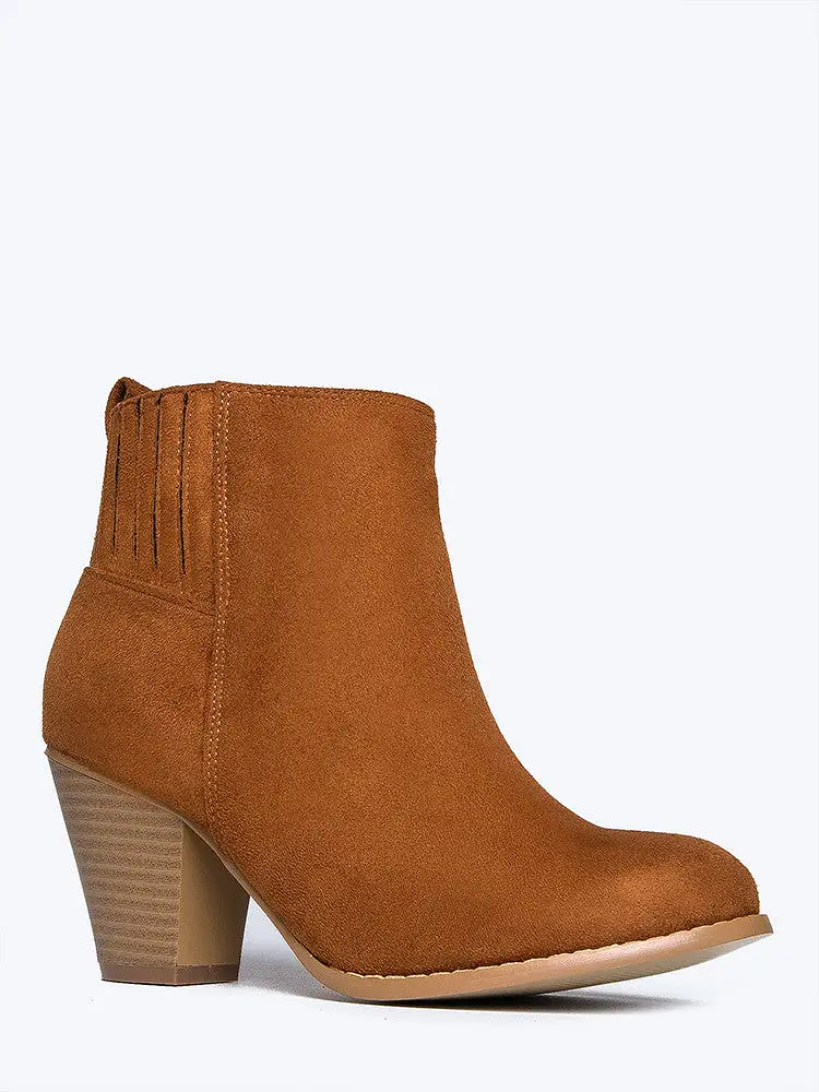 Block Heel Western Ankle Bootie