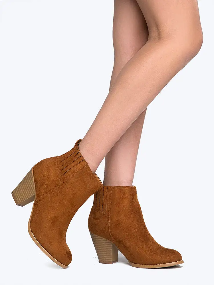 Block Heel Western Ankle Bootie