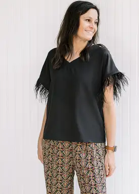 Bold Move Black Feather Top