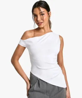 boohoo Womens Bengaline Asymmetric One Shoulder Top