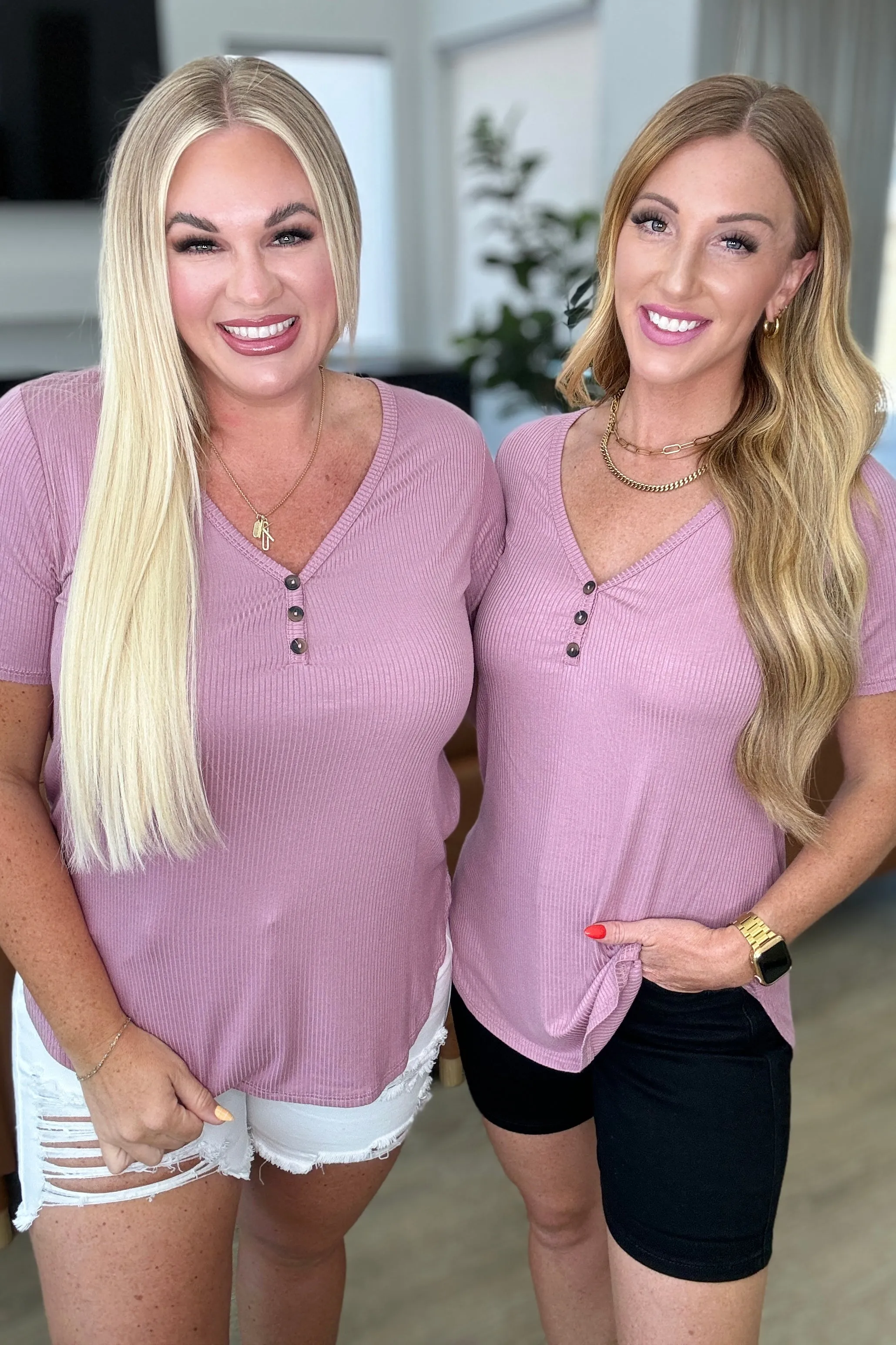 Born and Raised V-Neck Ribbed Top