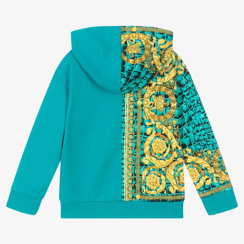 Boys Blue & Gold Barocco Crocodile Hoodie