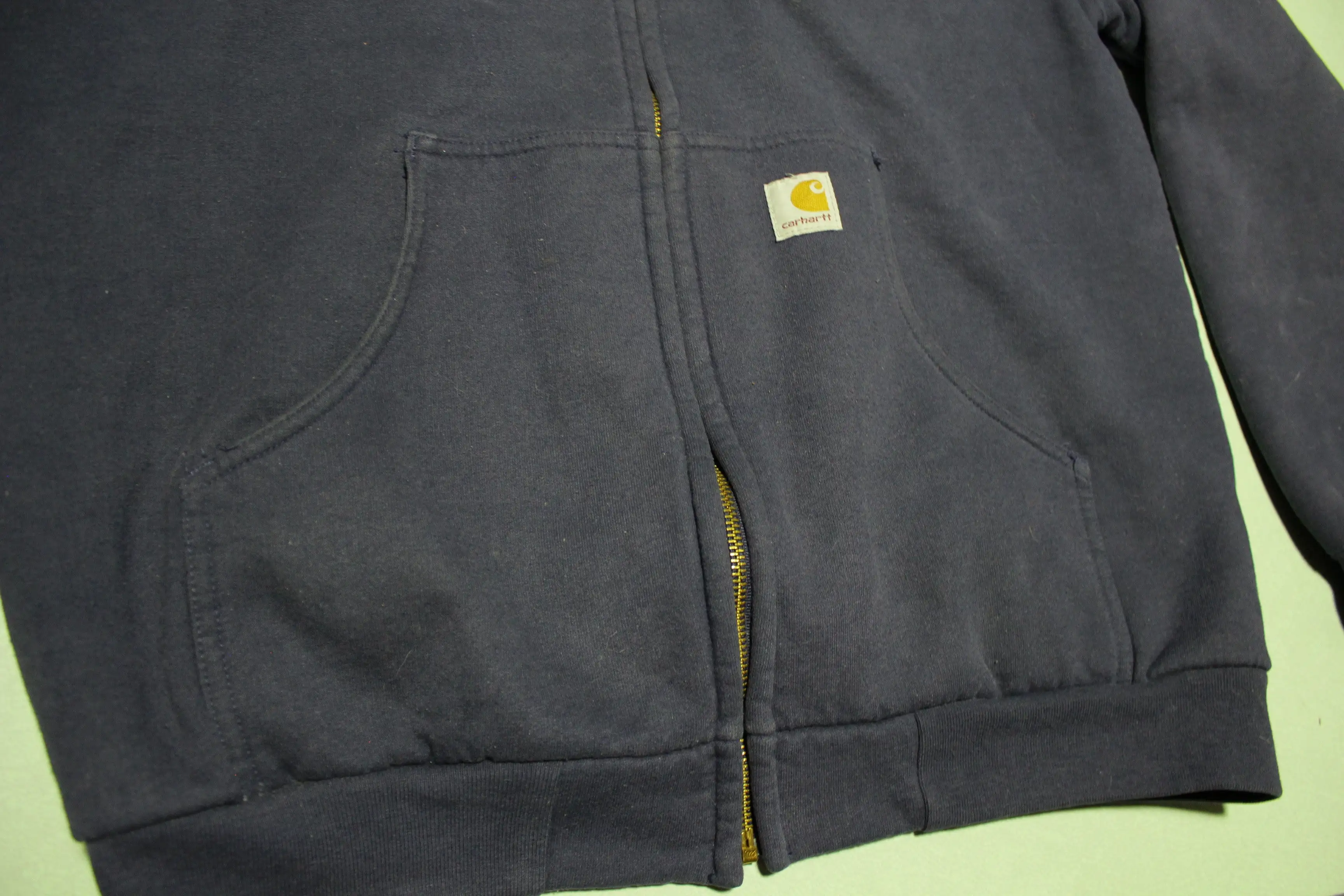 Carhartt J149 NVY Thermal Lined Hoodie Sweatshirt Zip Heavy Duty Blue Jacket