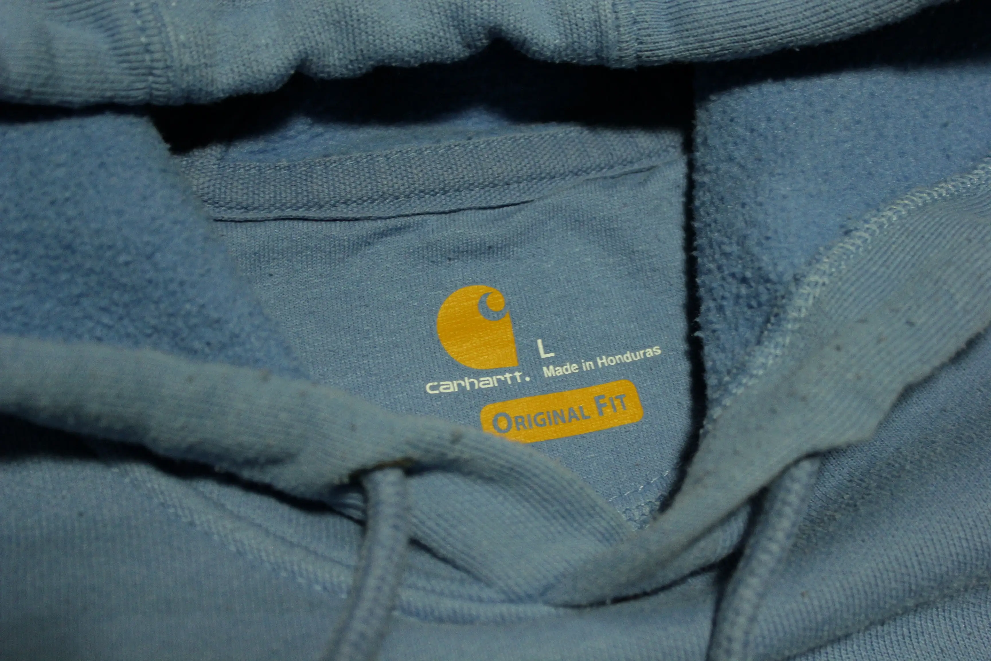 Carhartt K288 FHB Baby Blue Sleeve Spellout Hoodie Work Wear Sweatshirt