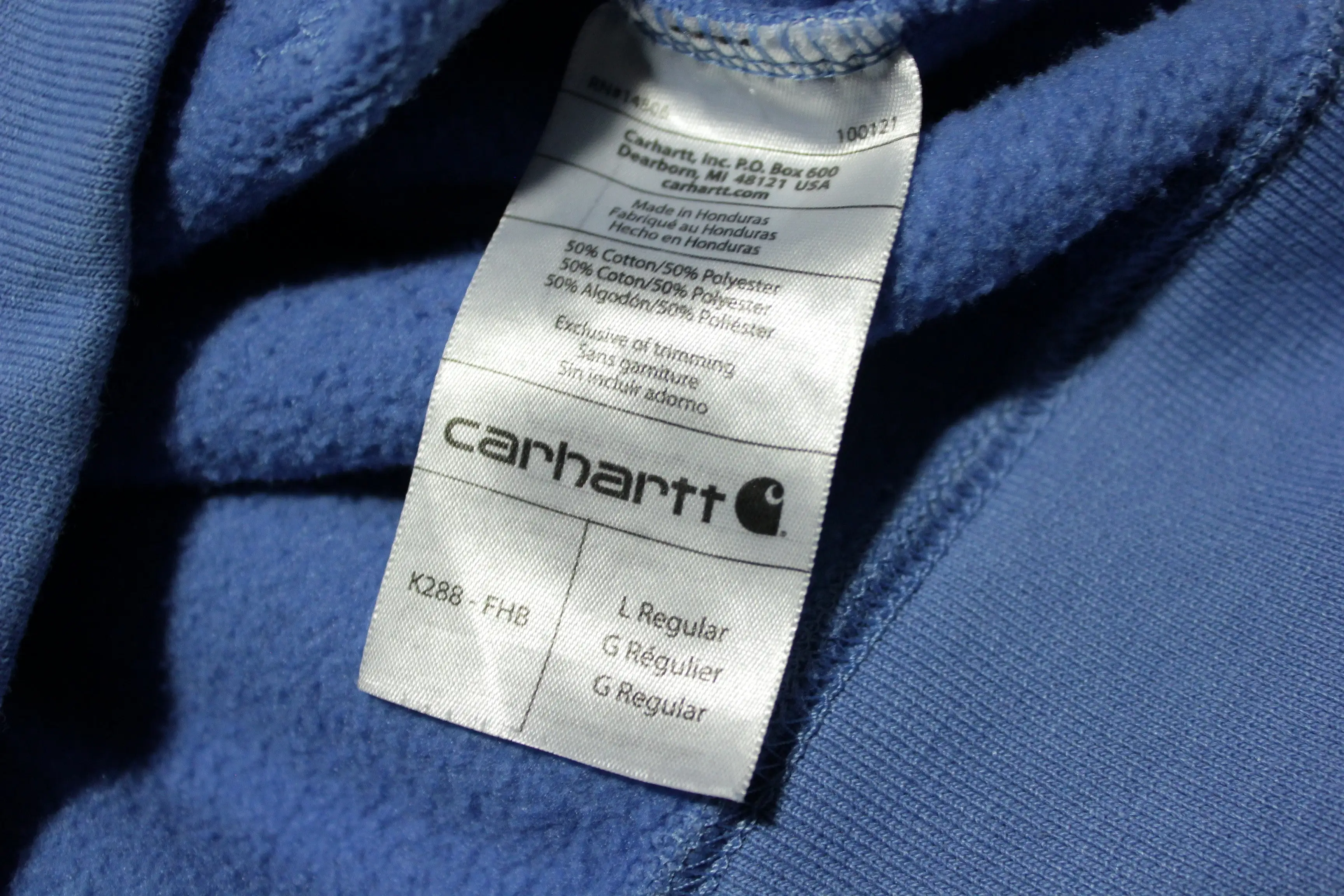 Carhartt K288 FHB Baby Blue Sleeve Spellout Hoodie Work Wear Sweatshirt