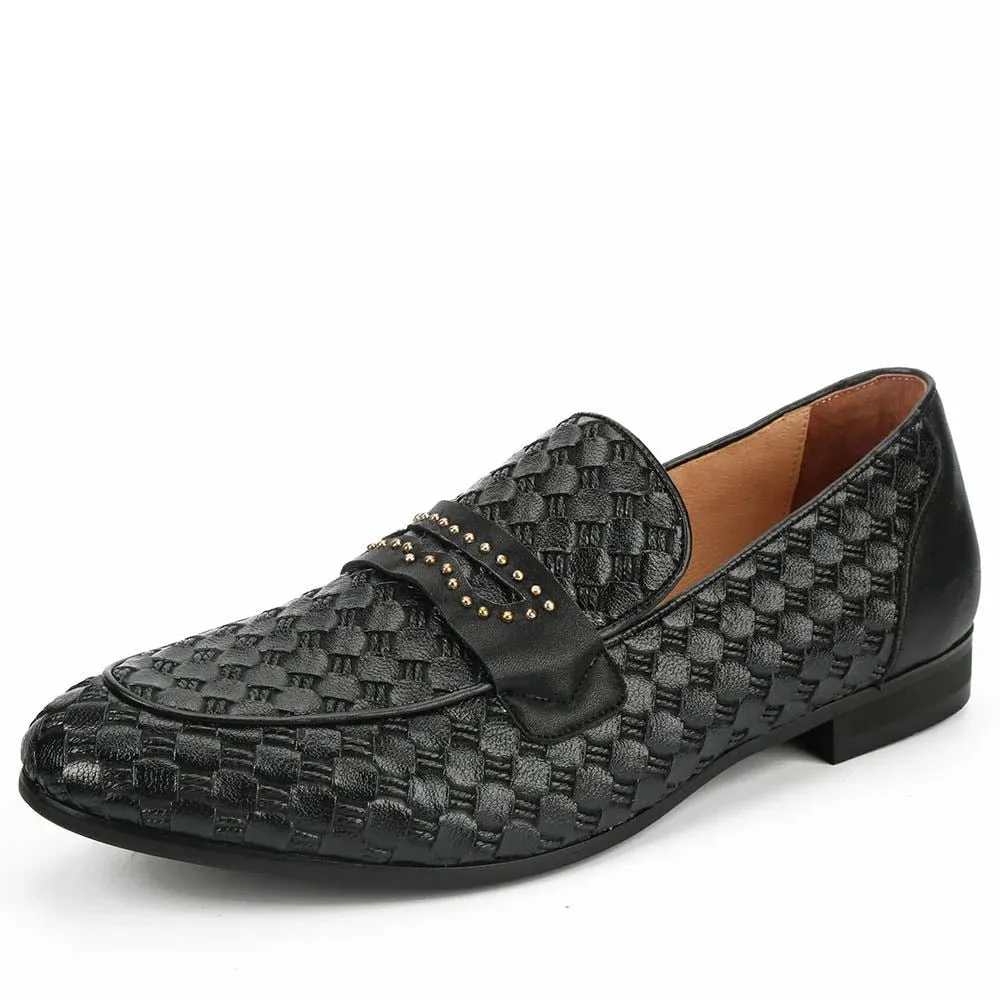 Casual Geometric Pattern Rivet Breathable Slip-On Loafers for Men