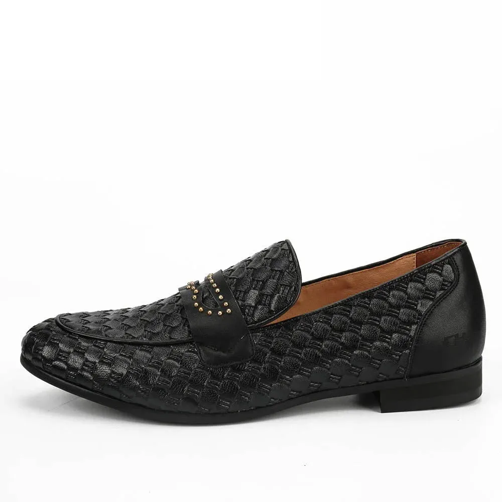 Casual Geometric Pattern Rivet Breathable Slip-On Loafers for Men