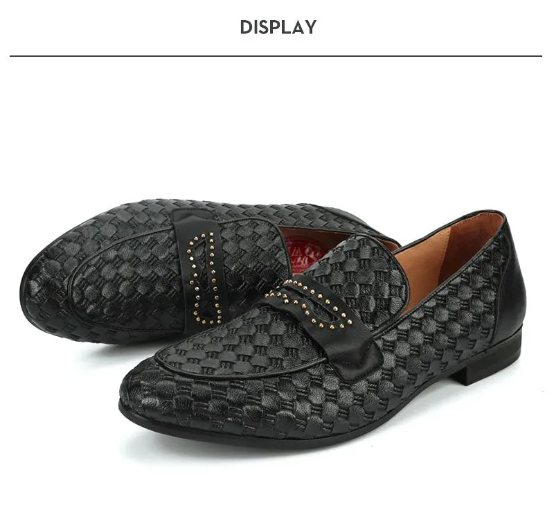 Casual Geometric Pattern Rivet Breathable Slip-On Loafers for Men