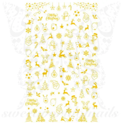 Christmas Nail Art Gold Tree Santa Nail Stickers