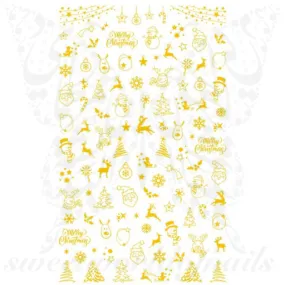 Christmas Nail Art Gold Tree Santa Nail Stickers