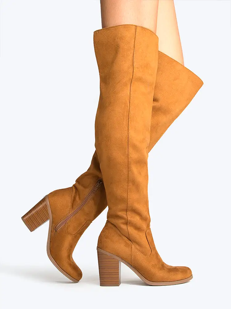 Chunky Heel Knee High Boots