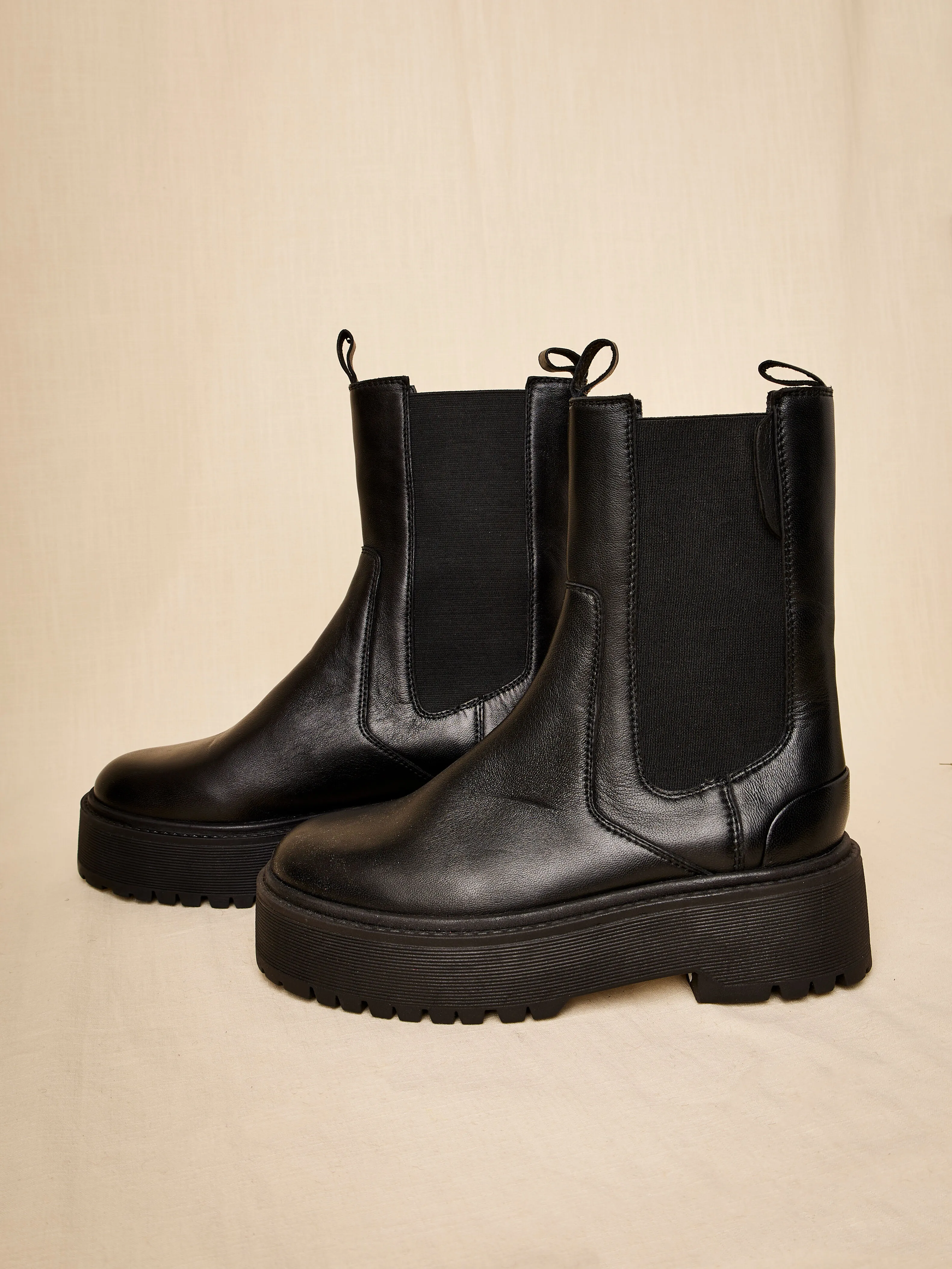 Chunky Leather Platform Boots | Apricot Clothing