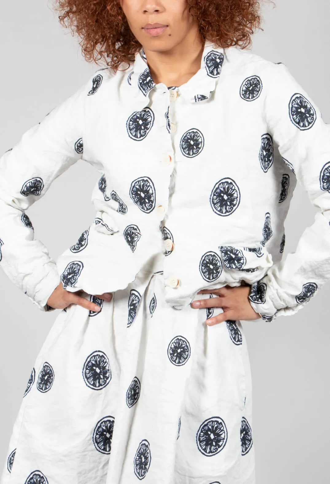 Citrus Print White Jacket