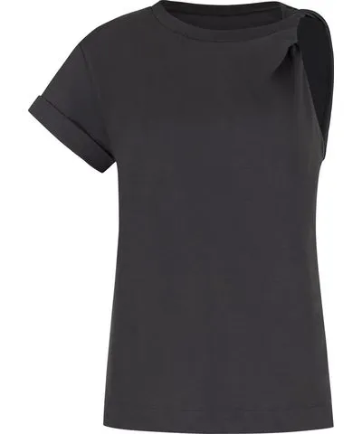 Clothes by Locker Room Women's Grey Charcoal Twist-Shoulder Top