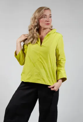 Collared V Neck Top in Lemon