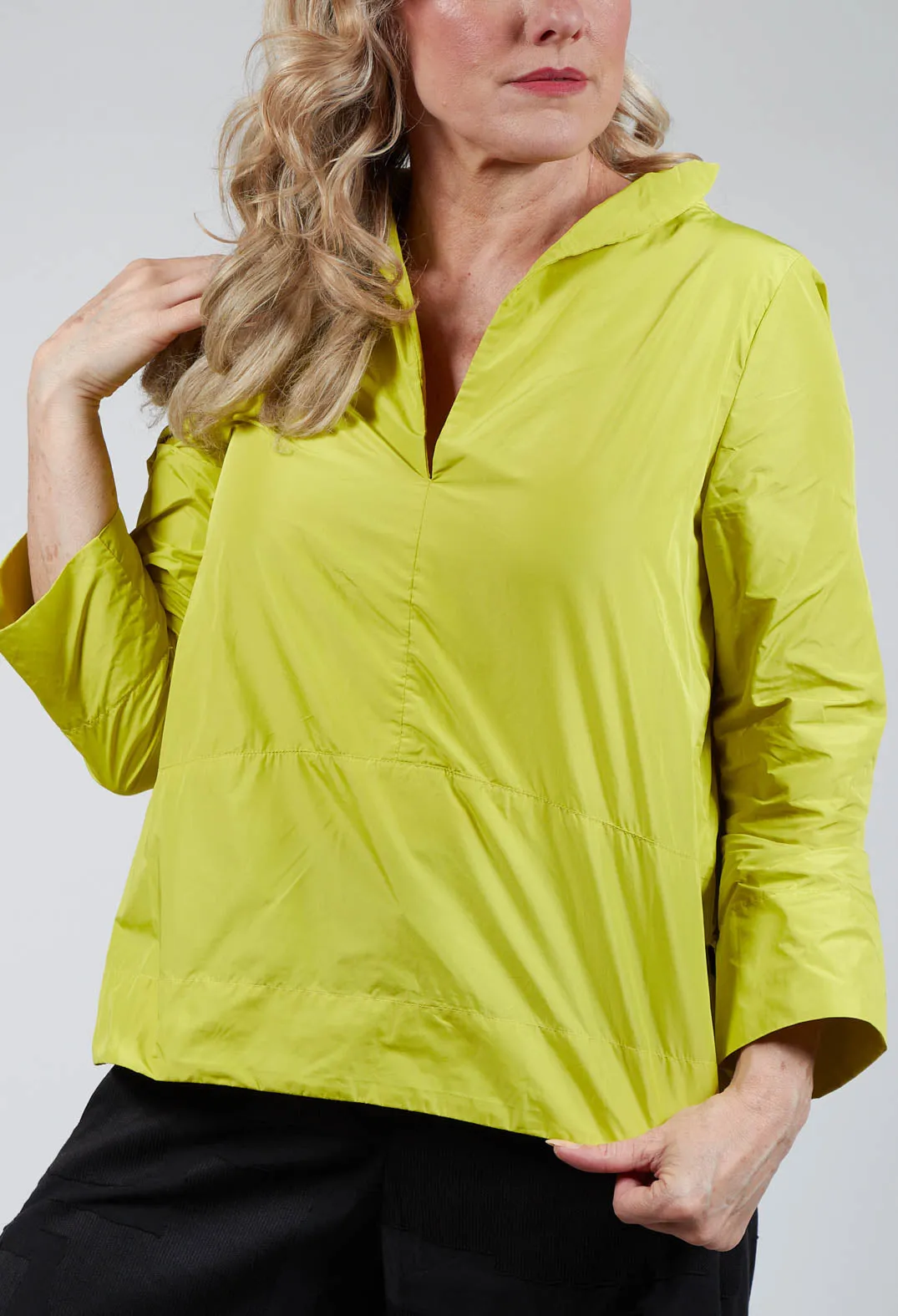 Collared V Neck Top in Lemon