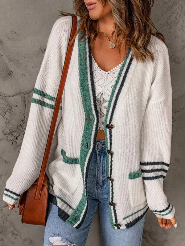 Color Block Fashion Sweater Cardigan