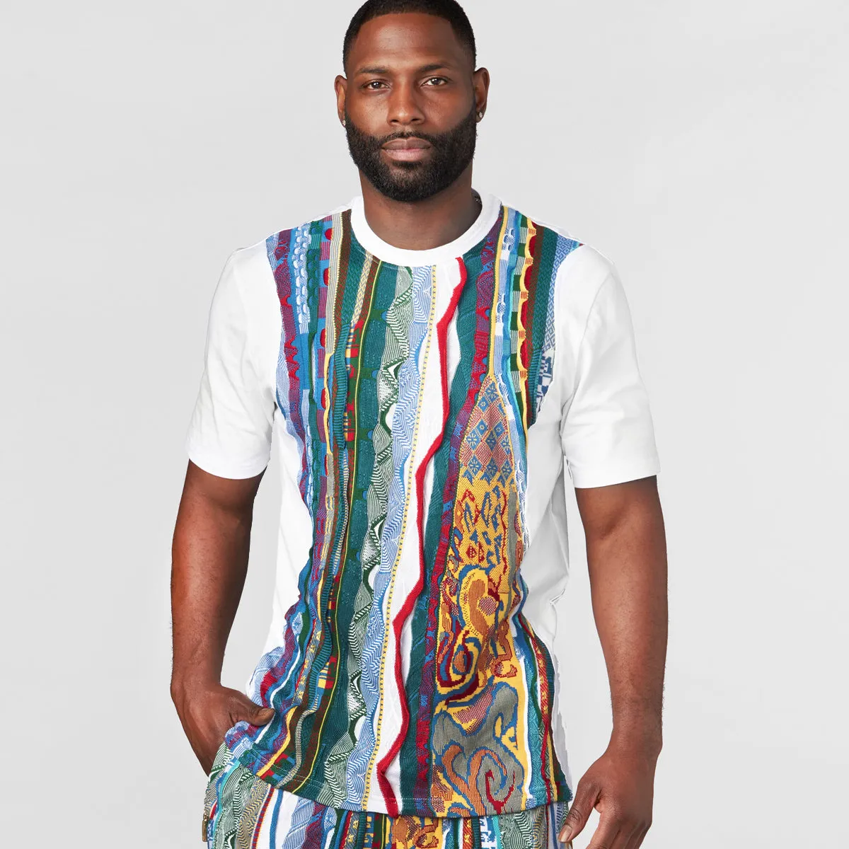 COOGI Sweater-Pieced Tee in White