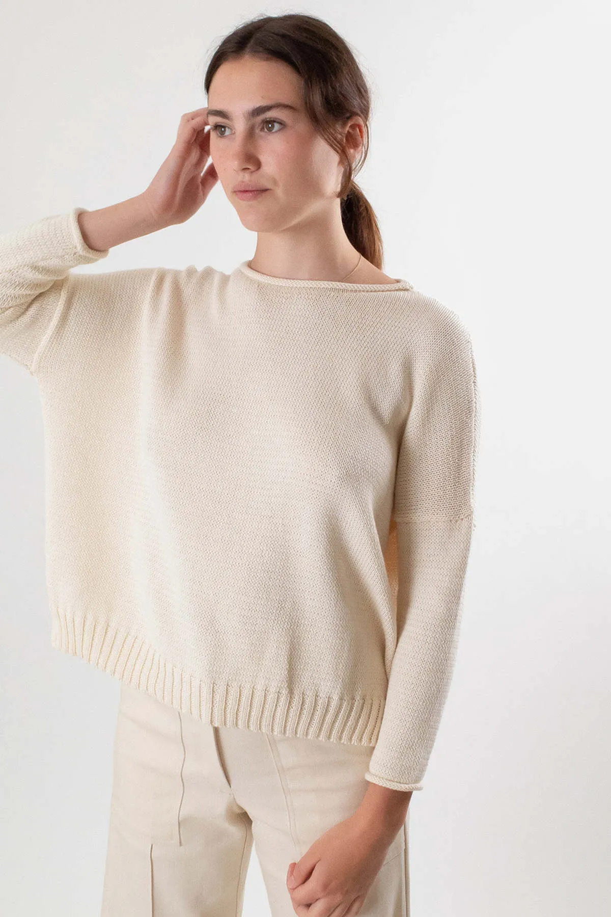 Cotton Rollneck Sweater - Natural