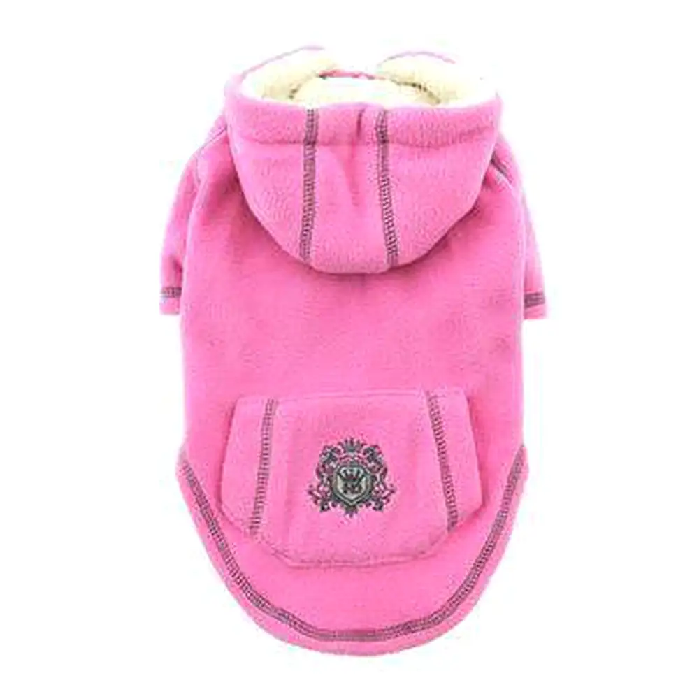 Crest Fleece Dog Hoodie by Hip Doggie - Pink