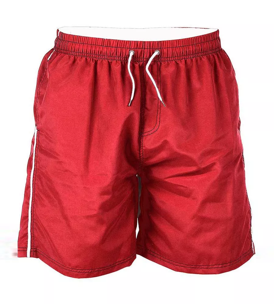 D555 Big Mens Red Full Length Swim Short (YARROW RED)