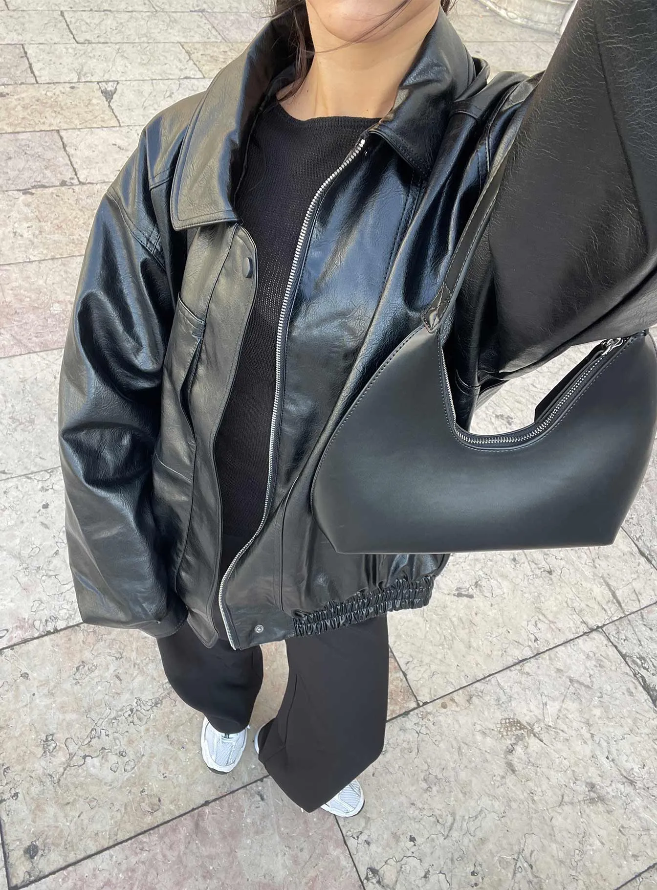 Devija Faux Leather Jacket Black