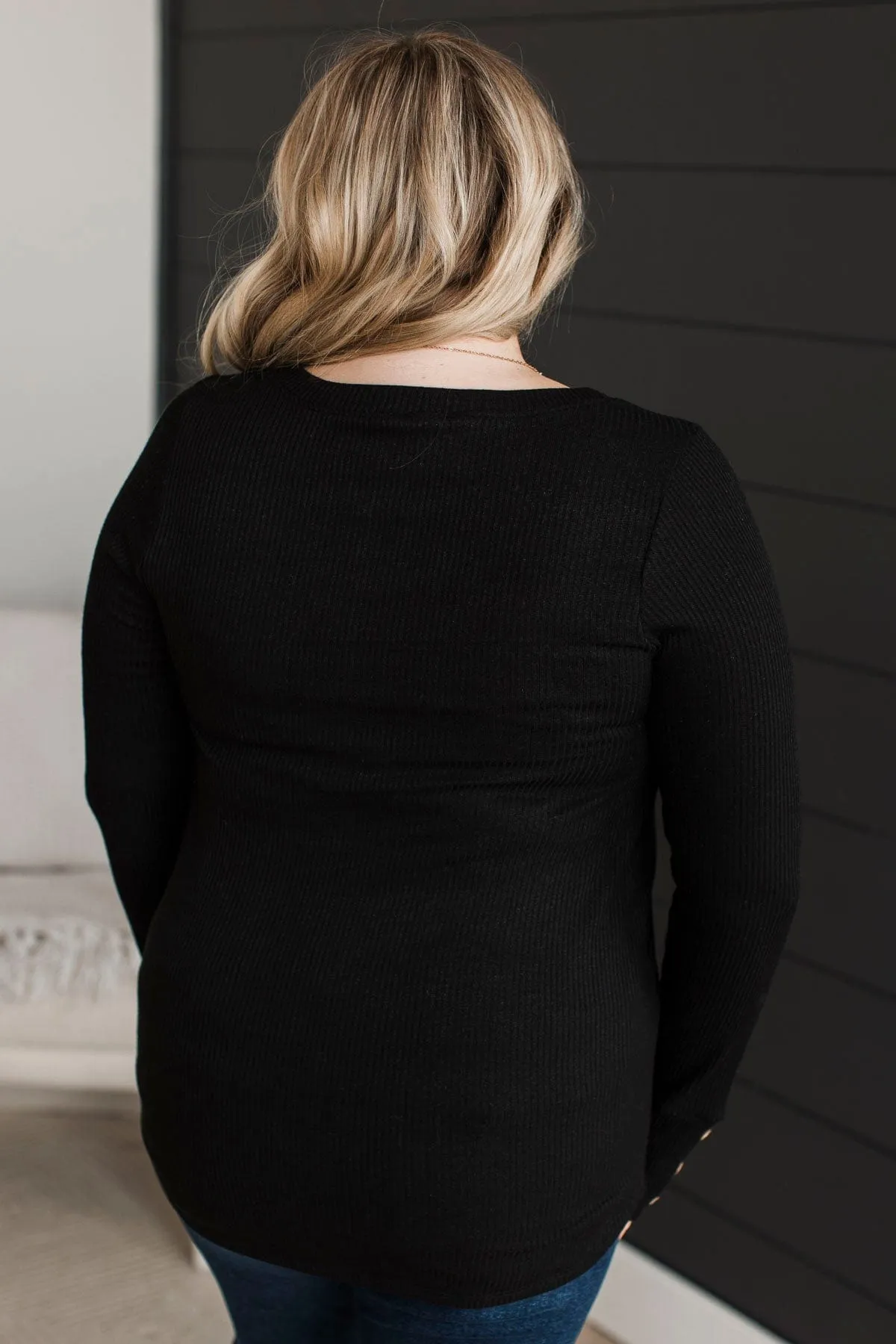 Dreams Of Forever Ribbed Top- Black