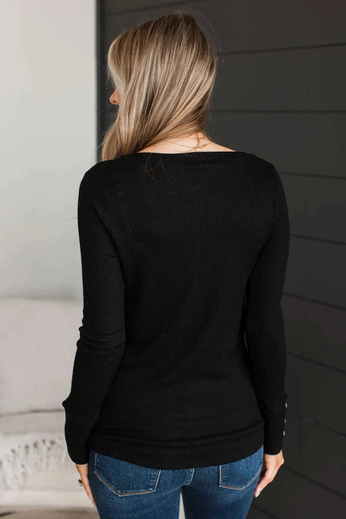 Dreams Of Forever Ribbed Top- Black