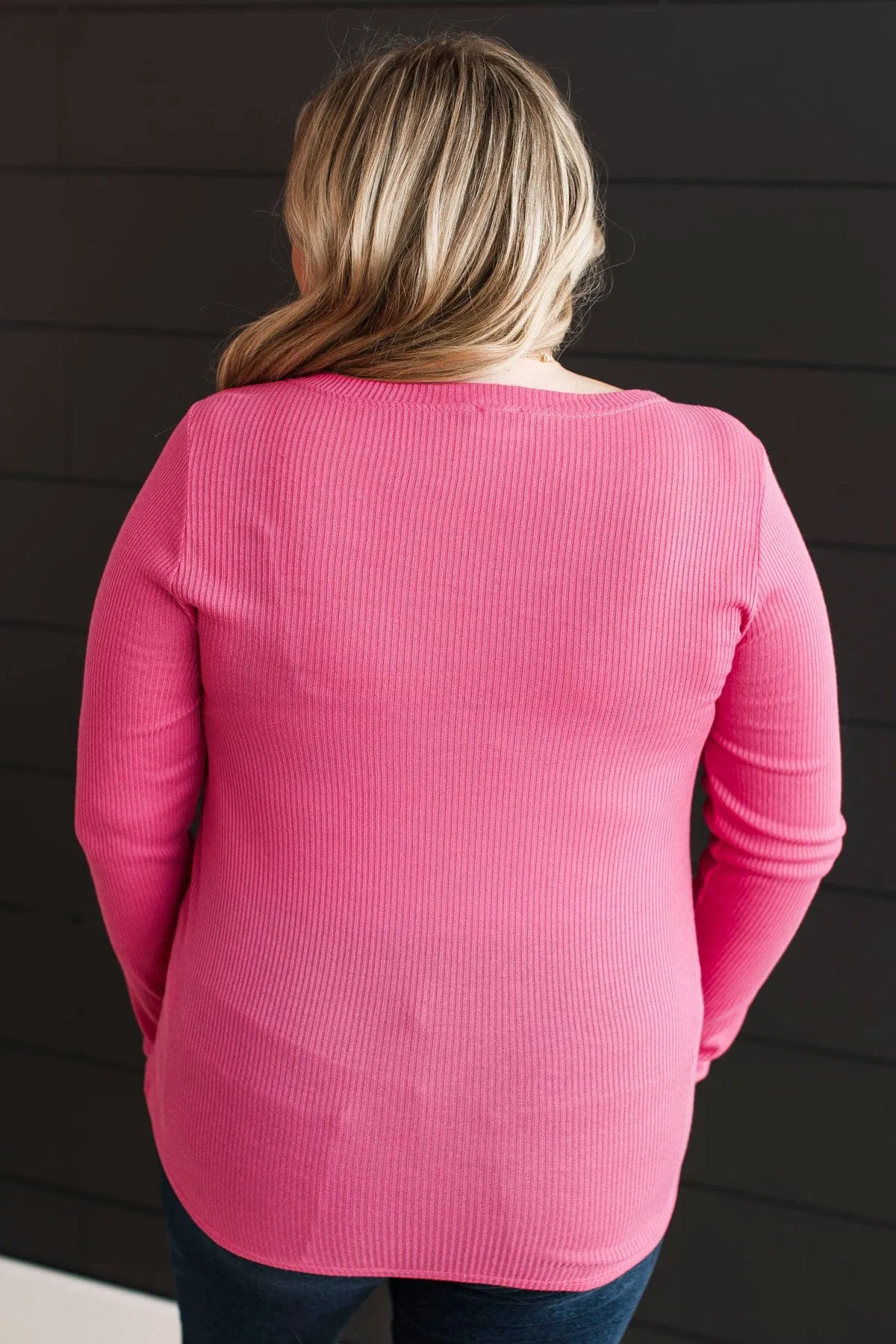 Dreams Of Forever Ribbed Top- Hot Pink