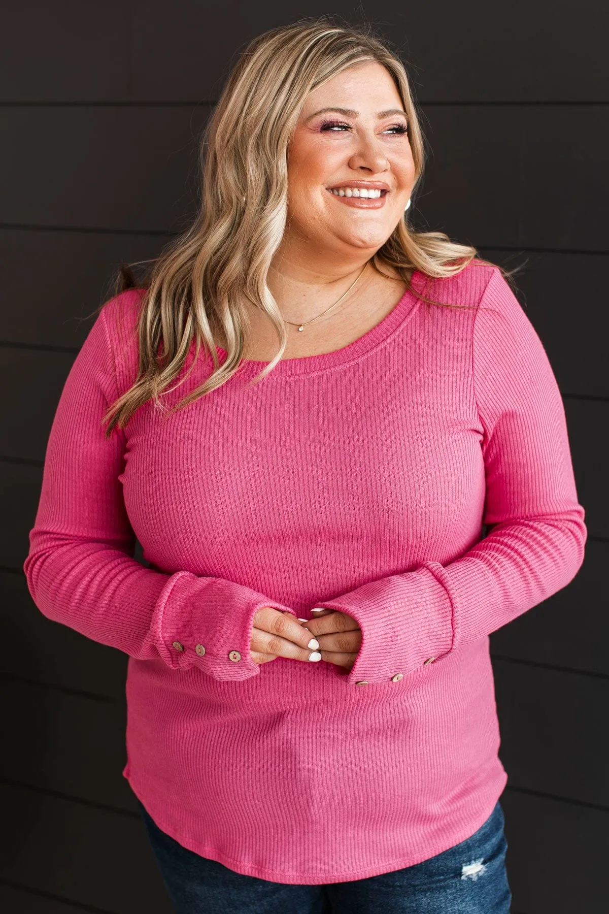 Dreams Of Forever Ribbed Top- Hot Pink