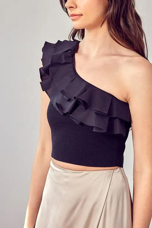 ELLIE RUFFLE ONE SHOULDER TOP [ONLINE EXCLUSIVE]