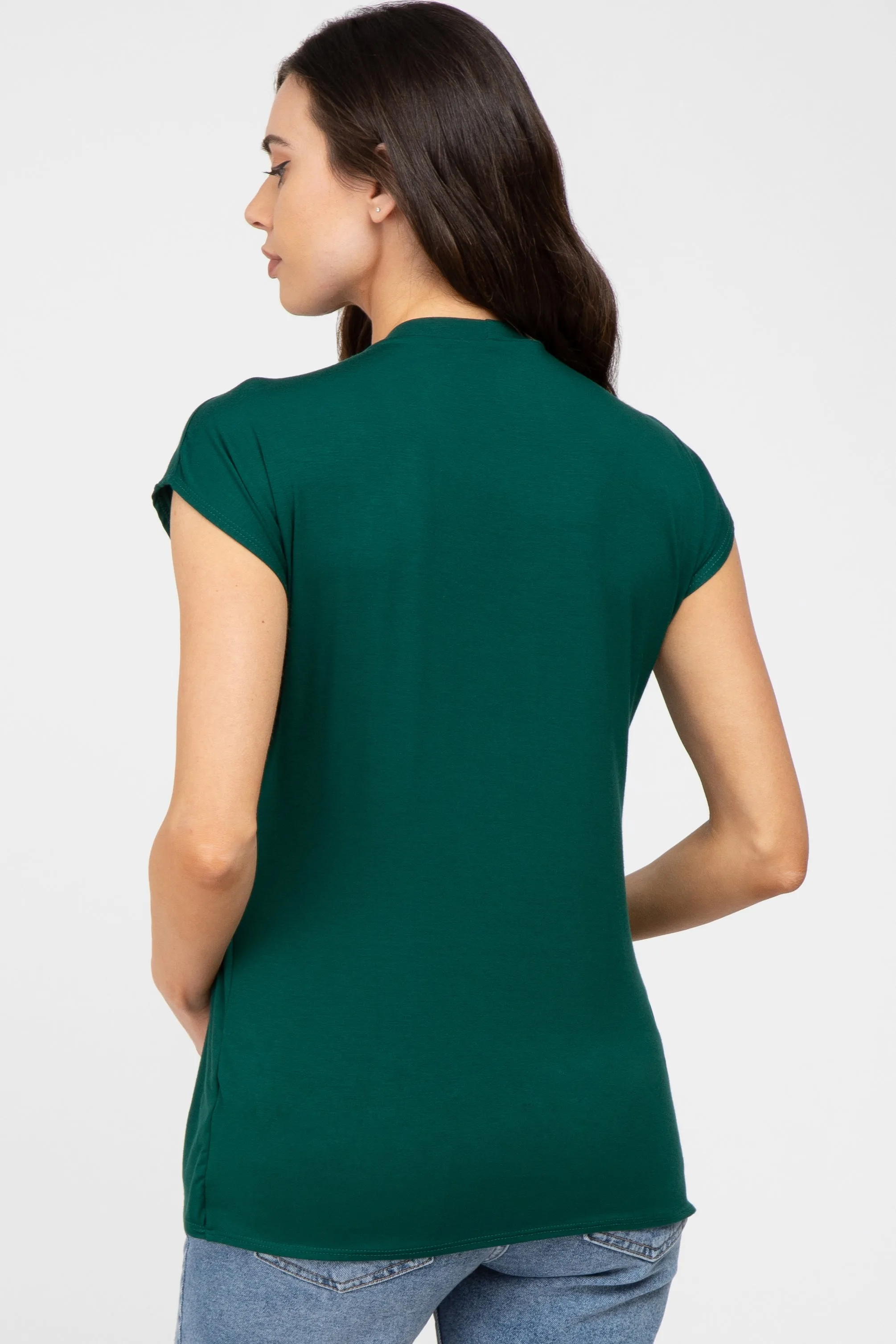 Emerald Green Layered Wrap Front Maternity Nursing Top