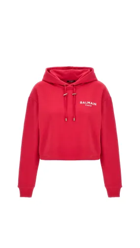 Flocked Balmain Paris Hoodie - Pink