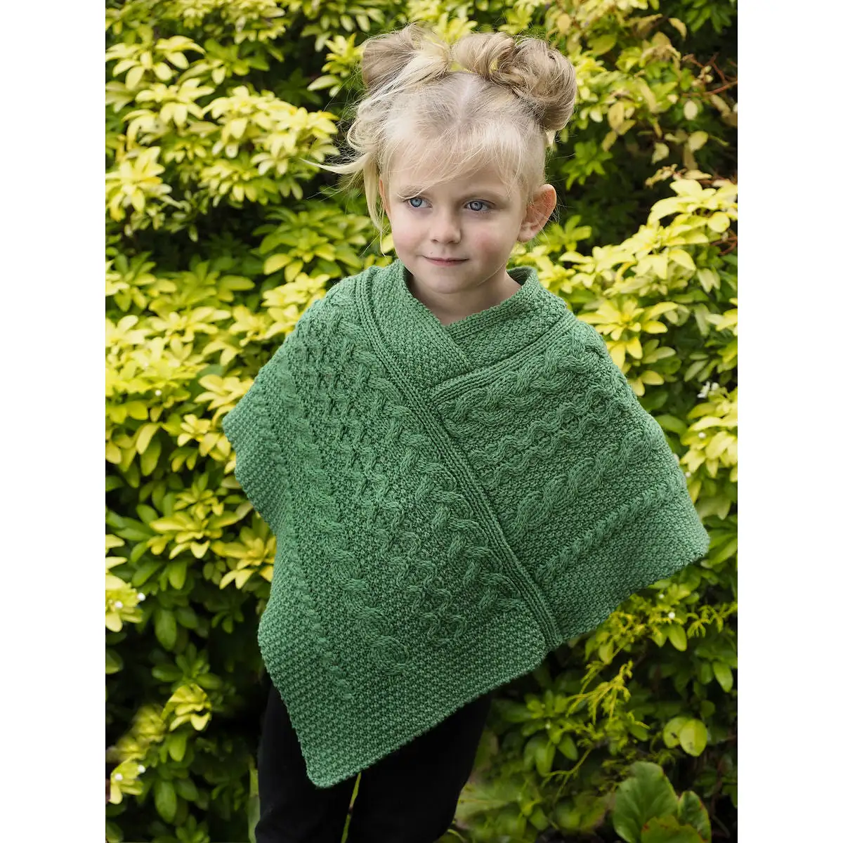 Girl's Aran Sweater Poncho [3 Colors]