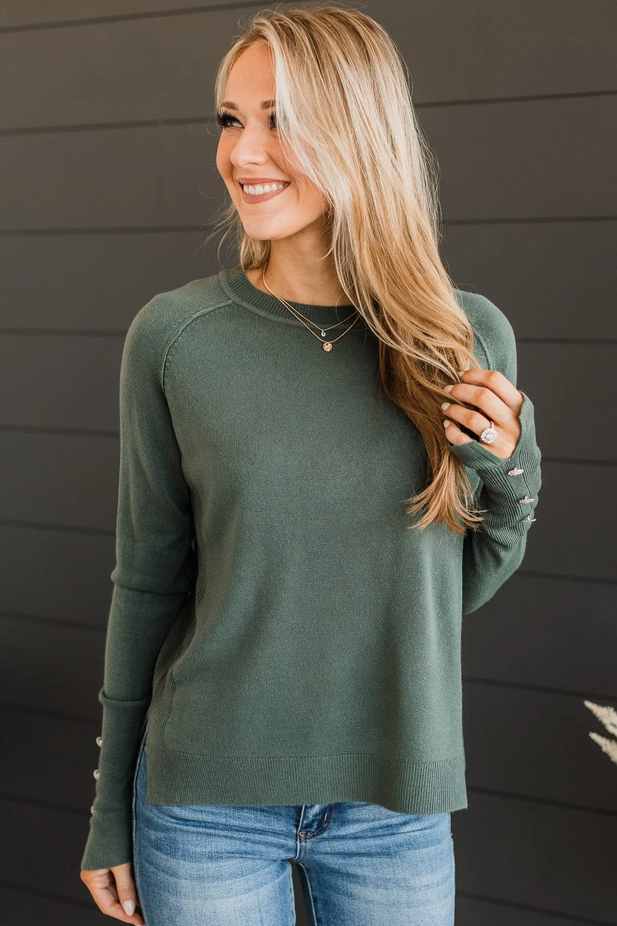 Happiest Moment Knit Sweater- Dusty Jade