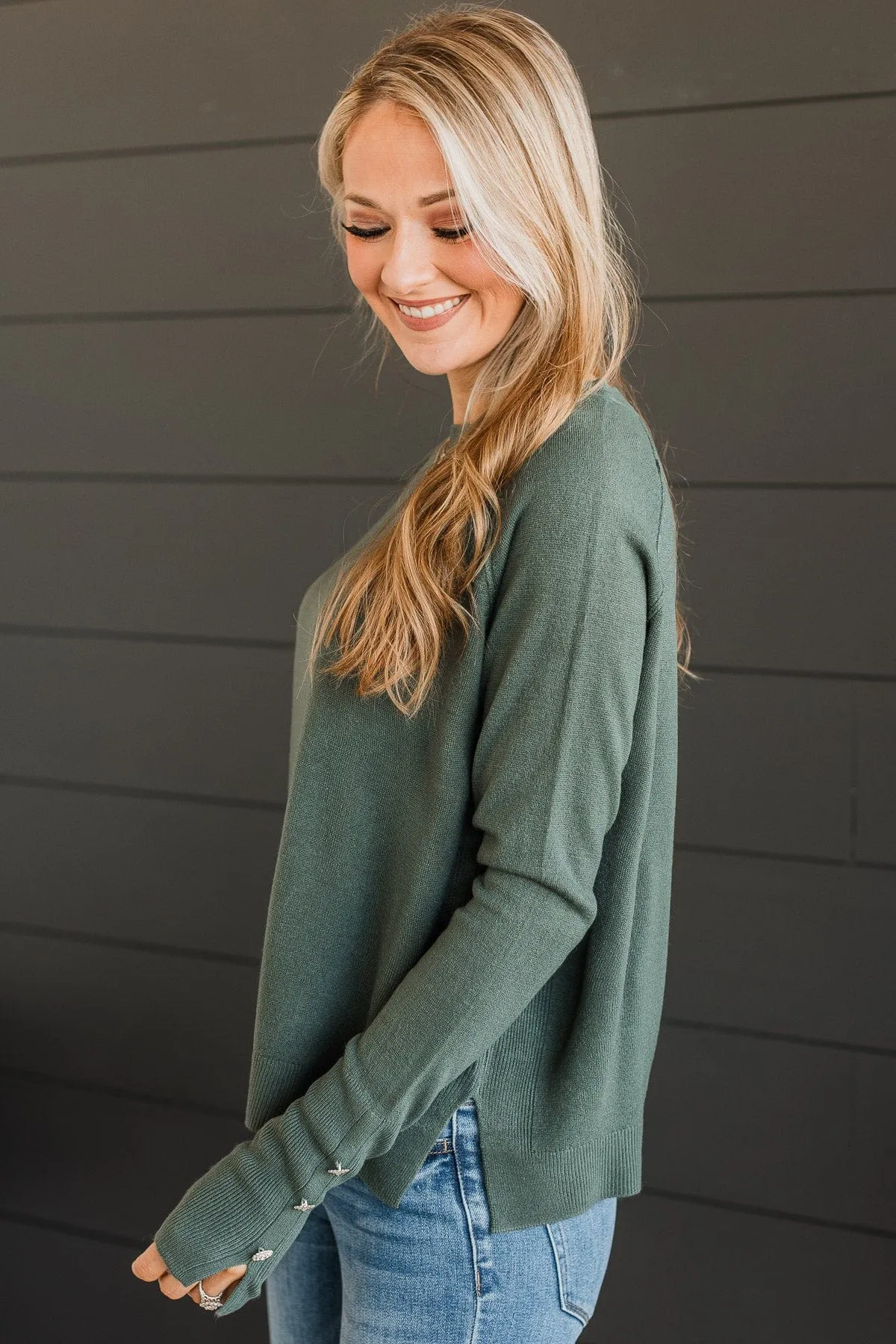 Happiest Moment Knit Sweater- Dusty Jade