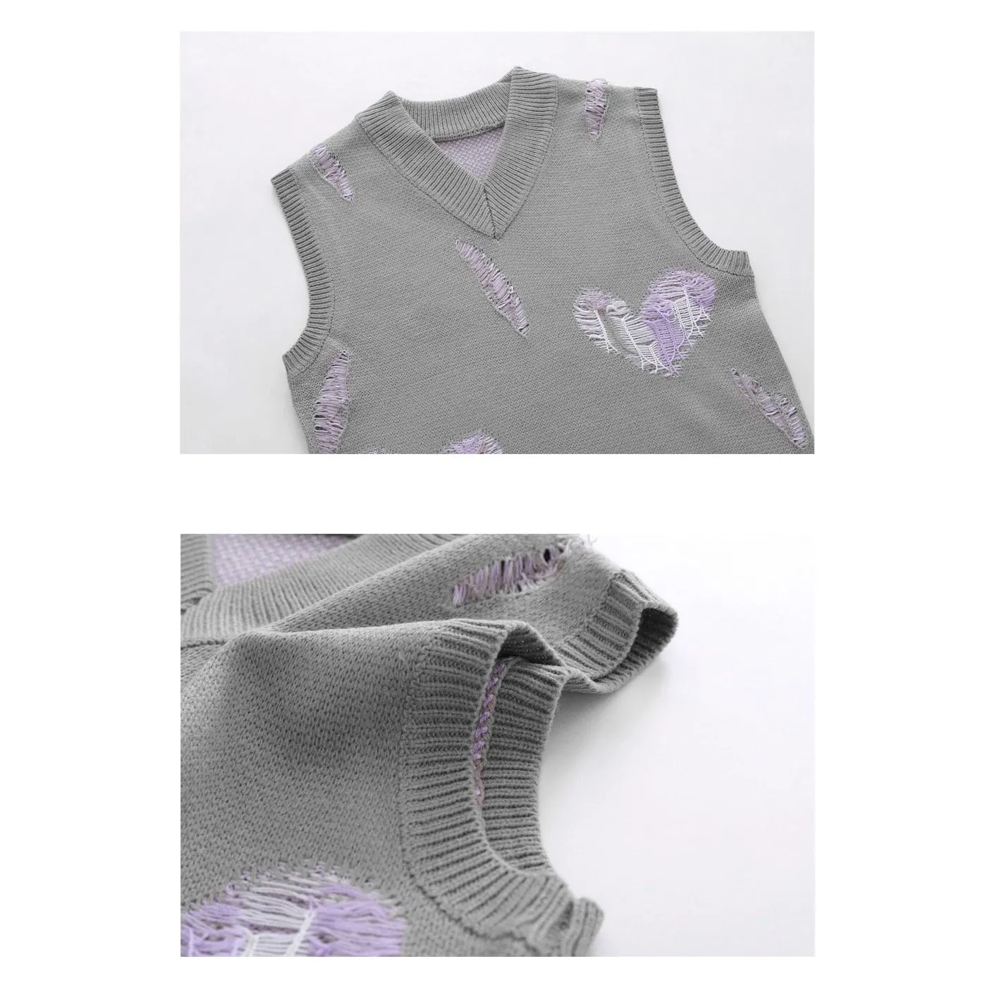 HEART SLEEVELESS KNIT SWEATER VEST